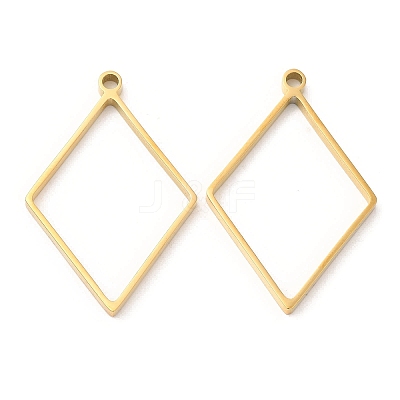 304 Stainless Steel Open Back Bezel Rhombus Pendants STAS-Z040-02B-G-1