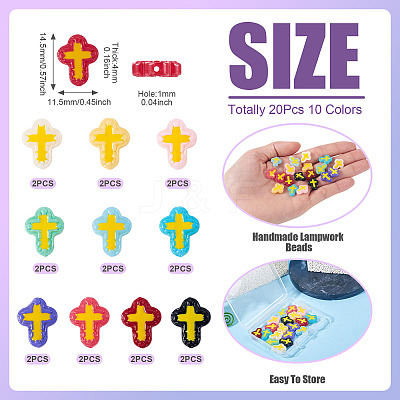 20Pcs 10 Colors Glass Beads Enamel Beads BLOW-TA0001-07A-1
