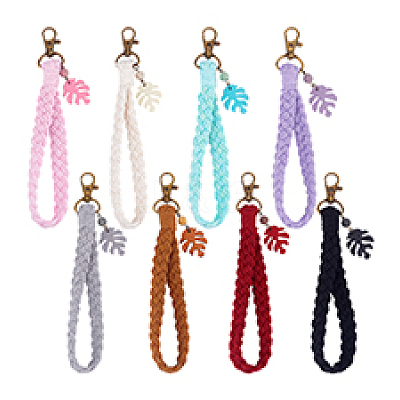 8Pcs Handmade Macrame Cotton Threads Wrist Strap Pendant Decoration HJEW-PH01990-1
