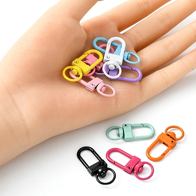 10Pcs 10 Colors Spray Painted Eco-Friendly Alloy Swivel Snap Hooks Clasps FIND-YW0003-04-1