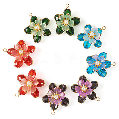 8Pcs 4 Colors Glass Pendants PALLOY-TA00350-1