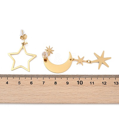 304 Stainless Steel Dangle Stud Earrings EJEW-D306-04G-1