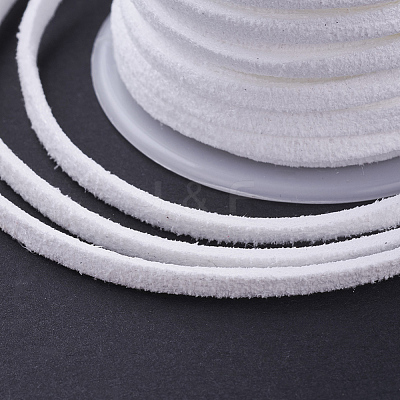 3x1.5mm White Flat Faux Suede Cord X-LW-R003-21-1
