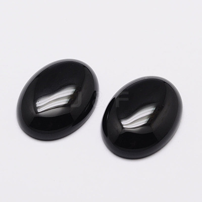 Oval Natural Dyed & Heated Black Agate Cabochons X-G-K020-40x30mm-01-1