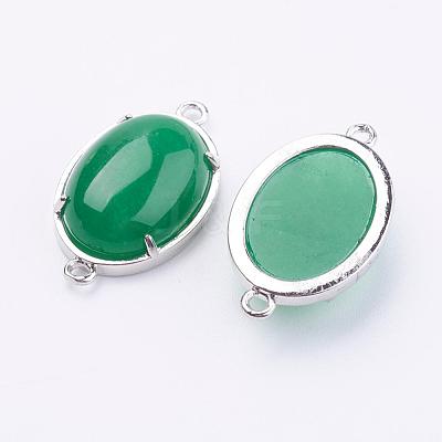 Brass Natural Jade Links connectors G-E398-04I-1