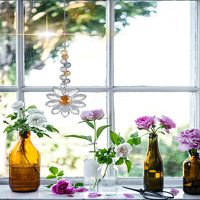 1Pc Glass Flower Hanging Ornaments HJEW-LP0002-65B-1
