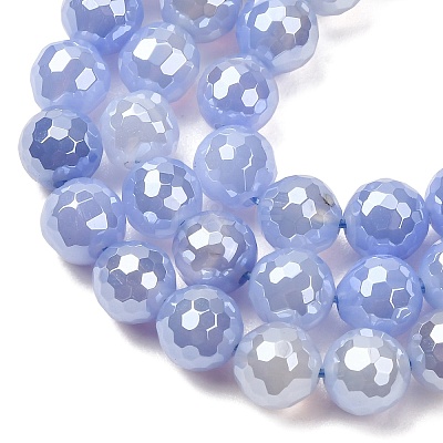 Electroplated Natural Agate Beads Strands G-B191-A07-8mm-16-1