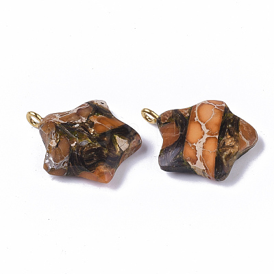 Assembled Synthetic Imperial Jasper and Bronzite Pendants G-S366-002A-1