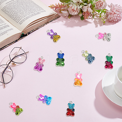 40Pcs 10 Colors Transparent Resin Pendants RESI-CP0001-11-1