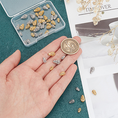 48Pcs 6 Styles Brass Hollow Spacer Beads KK-PH0006-25-1