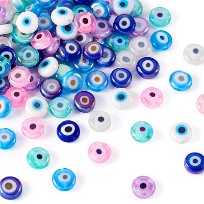 175Pcs 7 Colors Handmade Evil Eye Lampwork Beads EGLA-TA0001-32-1