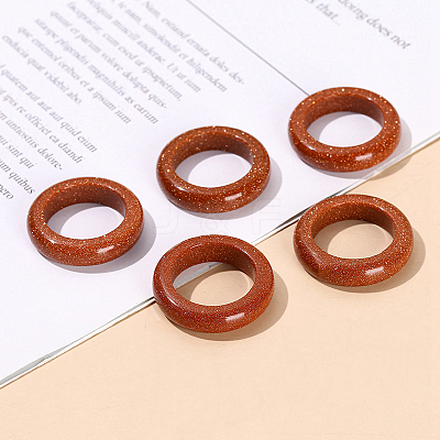 Synthetic Goldstone Plain Band Finger Rings PW-WG26698-07-1