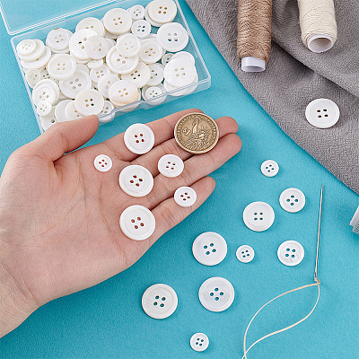 100Pcs 5 Styles 4-Hole Shell Buttons BUTT-PH0001-43-1