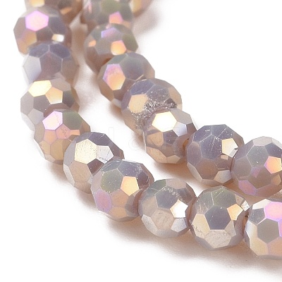 Faceted(32 Facets) Round Full Rainbow Plated Electroplate Glass Beads Strands EGLA-J130-FR12-1