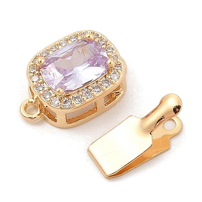 Brass Micro Pave Cubic Zirconia Box Clasps KK-C080-13G-02-1