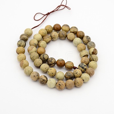 Natural Picture Jasper Round Bead Strands G-G-P070-55-6mm-1