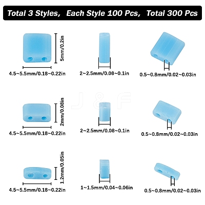 300Pcs 3 Styles 2-Hole Opaque Glass Seed Beads SEED-SC0001-16B-1