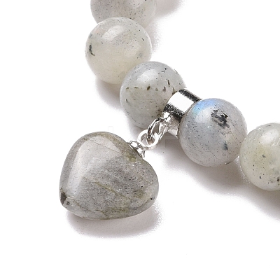 Natural Labradorite Beads Charm Bracelets BJEW-K164-B03-1