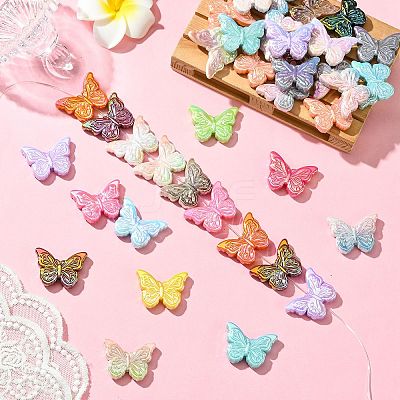 50Pcs 2 Styles UV Plating Acrylic Beads MACR-CJ0002-16-1
