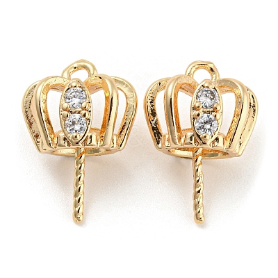 Brass Micro Cubic Zirconia Cup Peg Bails KK-Q789-22G-1
