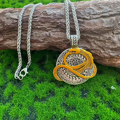 Vintage Alloy Viking Coil Dragon Pendant Necklaces for Men WG3CB88-01-1