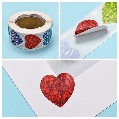 Heart Shaped Stickers Roll X-DIY-K027-A16-1