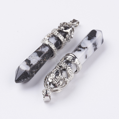 Natural Zebra Jasper Big Pointed Pendants G-G738-A-22-1
