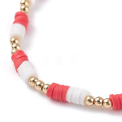 Love Word Acrylic & Heishi Polymer Clay Beaded Stretch Bracelets BJEW-TA00069-01-1