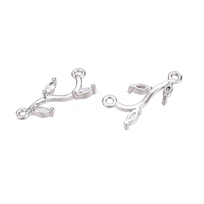 Brass Clear Cubic Zirconia Branch Links Connectors KK-S359-156P-RS-1