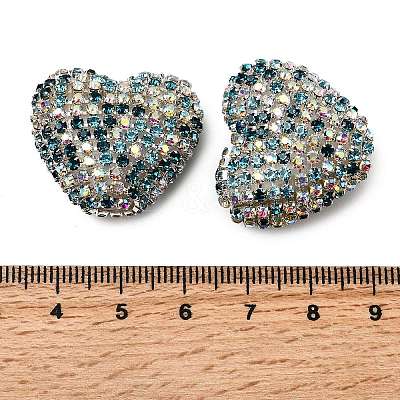 Sparkling Acrylic Heart Beads with Rhinestone Embellishment OACR-NH0001-02B-03-1