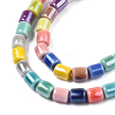 Glazed Porcelain Beads Strands PORC-N007-12-1