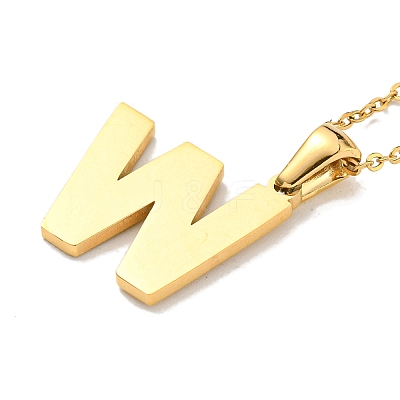 Ion Plating(IP) Initial Letter 304 Stainless Steel Pendant Necklaces NJEW-M199-01G-W-1