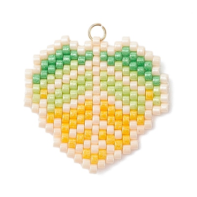 3Pcs 3 Styles Glass Seed Beaded Maple Leaf Pendants PALLOY-MZ00889-1