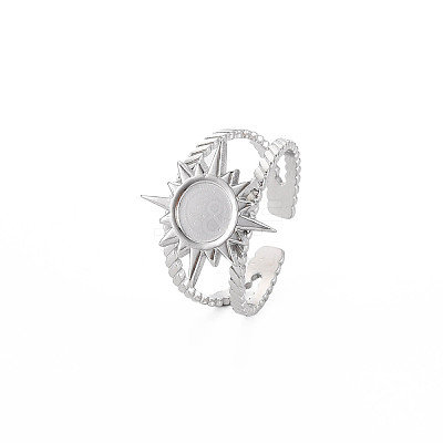 201 Stainless Steel Open Cuff Finger Ring Enamel Settings X-STAS-S119-159A-P-1