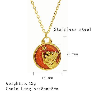 304 Stainless Steel Enamel Constellation Pendant Necklaces LS-DJ0261-1-1-1