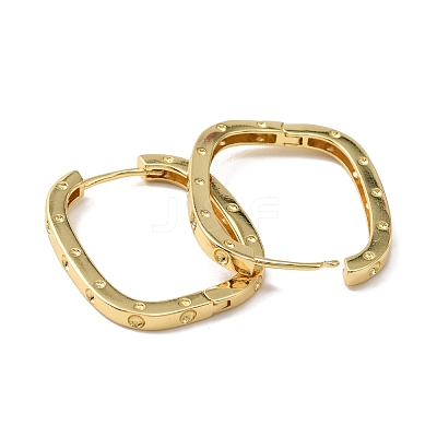 Brass Oval with Polka Dot Hoop Earrings for Woman EJEW-F314-02C-G-1