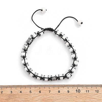 Adjustable Natural Howlite and Non-magnetic Synthetic Hematite Braided Bead Bracelets BJEW-Z090-01O-1