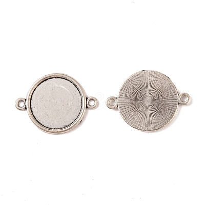 Tibetan Style Alloy Flat Round Cabochon Connector Settings TIBE-M022-09AS-1