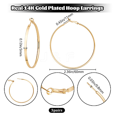3 Pairs Brass Hoop Earrings for Women EJEW-BBC0001-66G-04-1