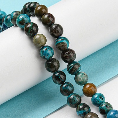 Natural Chrysocolla Beads Strands G-P503-10MM-05-1