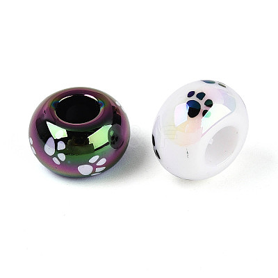 UV Plating Printed Opaque Acrylic European Beads MACR-N018-05-1