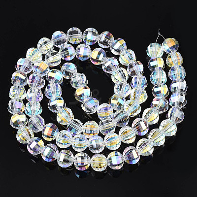 Electroplate Transparent Glass Beads Strands EGLA-N002-30-C01-1