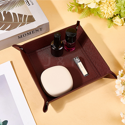 PU Leather Storage Tray Box with Snap Button AJEW-WH20011-69A-1