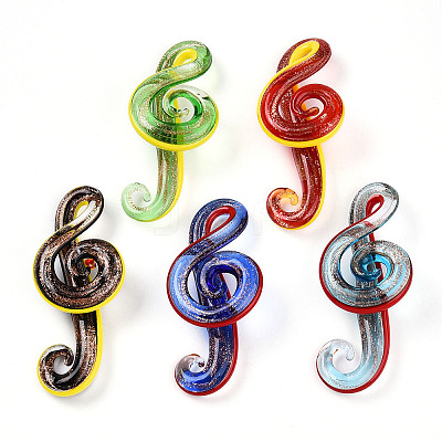 Handmade Gold Sand Lampwork Big Pendants LAMP-T023-08-1