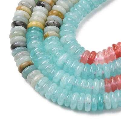 Cherry Quartz Glass & Natural Flower Amazonite & Dyed White Jade Beads Strands G-H333-02E-1