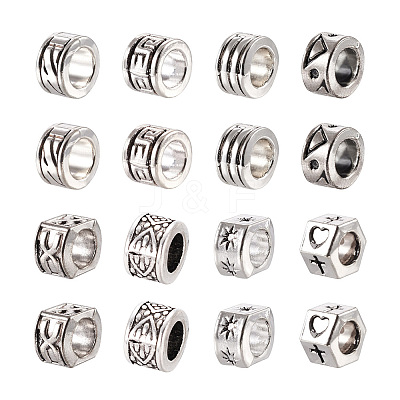 80Pcs 8 Style Zinc Alloy European Beads TIBEB-KS0001-05-1