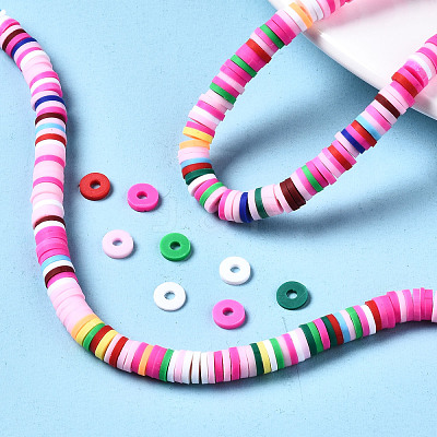 Handmade Polymer Clay Beads Strands CLAY-R089-6mm-096-1