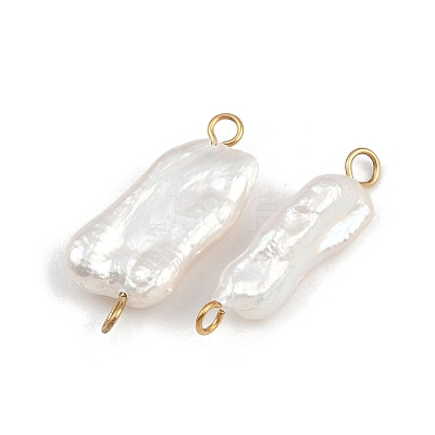Natural Freshwater Pearl Keshi Pearl Nuggets Connector Charms STAS-D378-09G-1