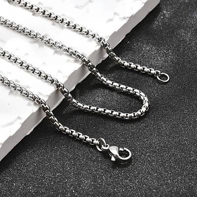 Non-Tarnish 304 Stainless Steel Box Chain Necklaces NJEW-F227-09P-06-1