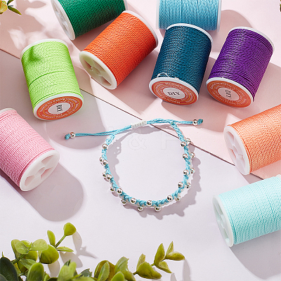 12 Rolls 12 Colors Round Waxed Polyester Cord YC-PH0002-40-1